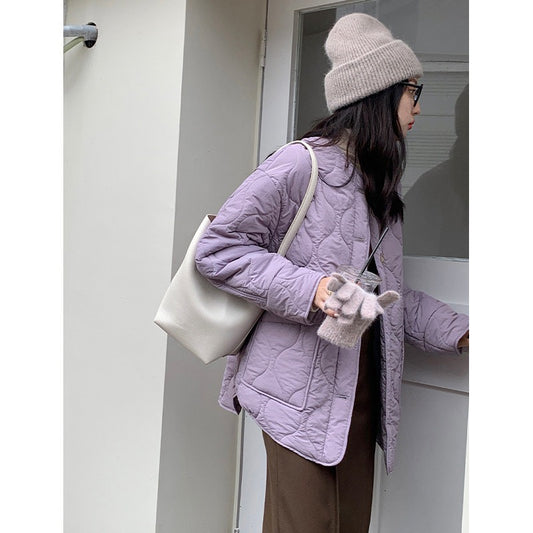 Cotton Women's Quilted Loose Single Breasted Baseball Coat