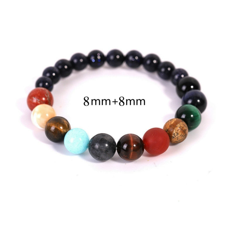 Lovers Eight Planets Natural Stone Bracelet - Galaxy Chakra