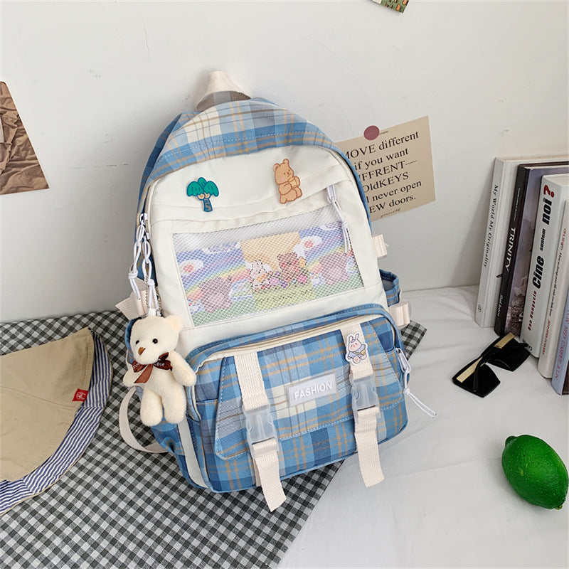 Cute Japanese JK Plaid School Backpack
