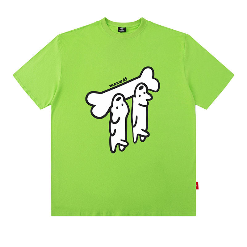 Oversized Cotton T-Shirt with Playful Sausage Dog Print
