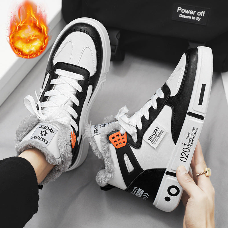 Warm Men's Shoes Waterproof Non-Slip Plush Sneakers for Men