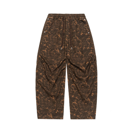 Casual Leopard Print Camouflage Curved Leg Pants for Men