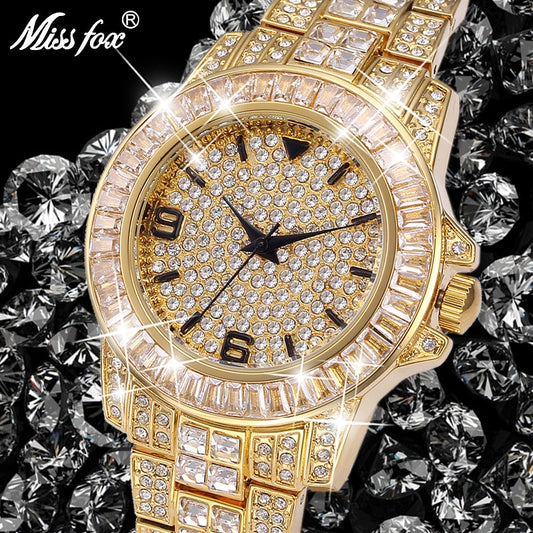 Luxury Iced Out Diamond Watch for Men - Waterproof Quartz