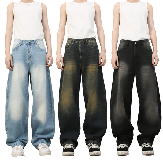 American Retro Flared Jeans - Unique Loose Fit Denim Trousers
