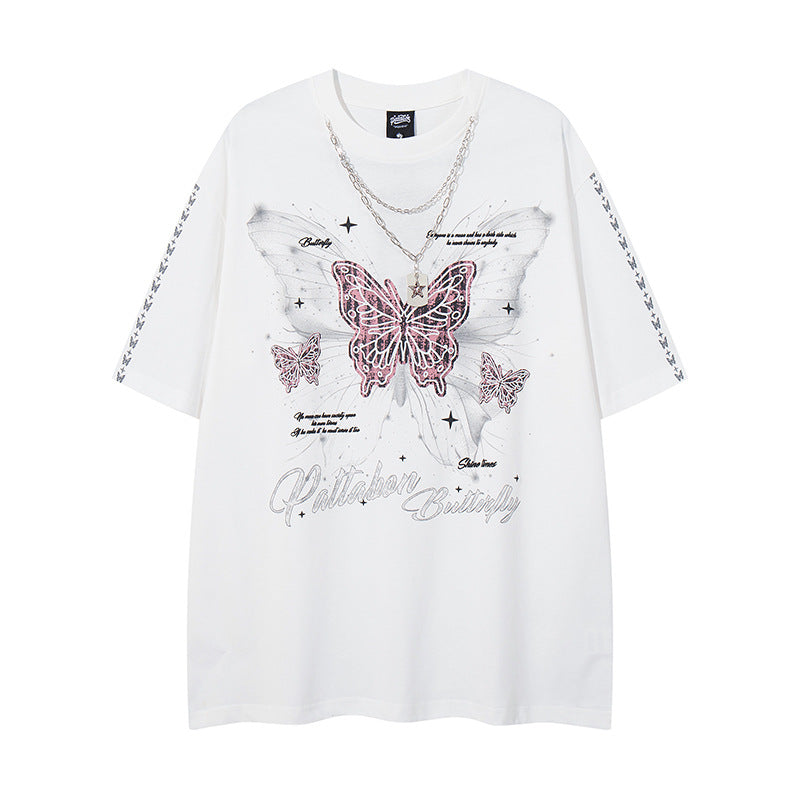 Overlapping Butterfly Print Short Sleeve T-Shirt for Men and Women