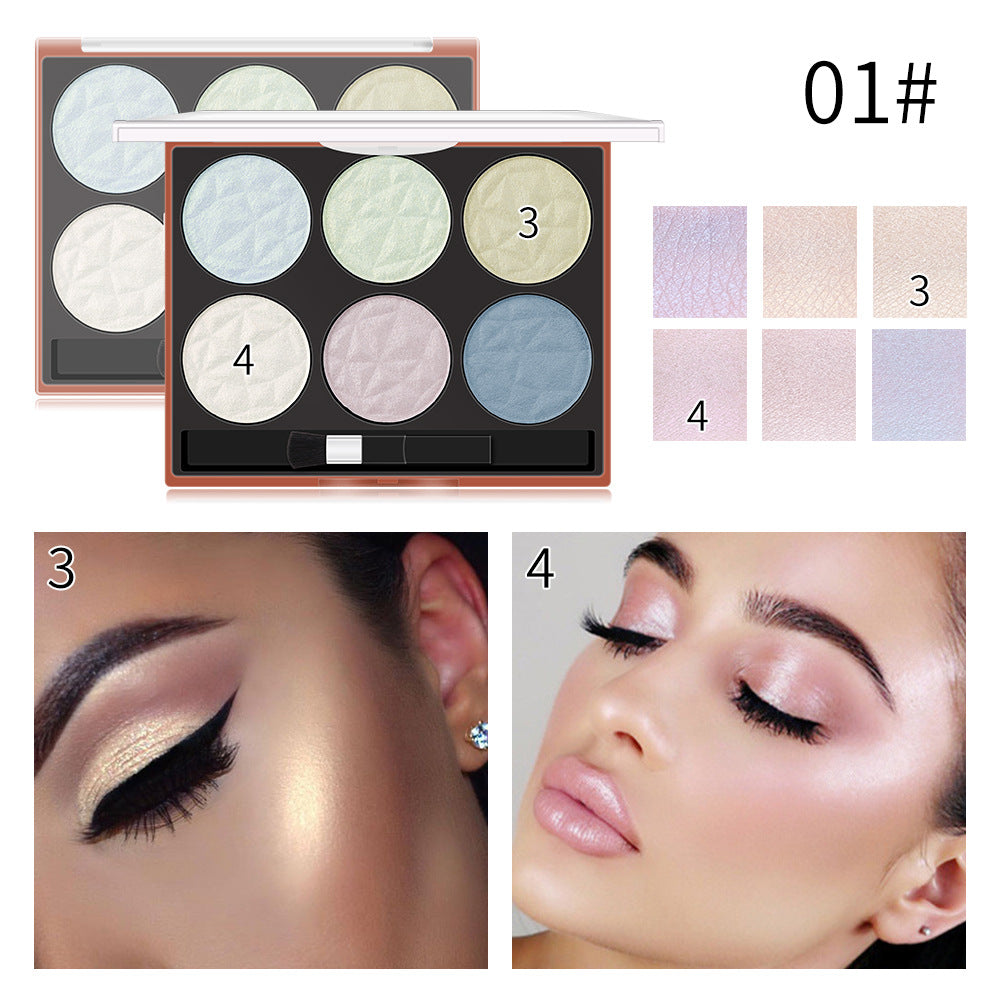 6-Color Highlighter Pearl Makeup Finishing Touch