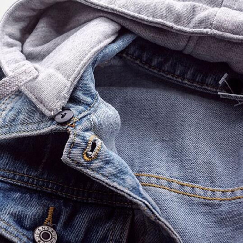 Playful Plus Size 5XL Denim Jacket with Hoodie