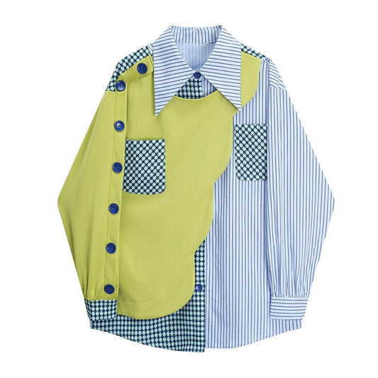 Harajuku Chic Striped Patchwork Sweatshirt