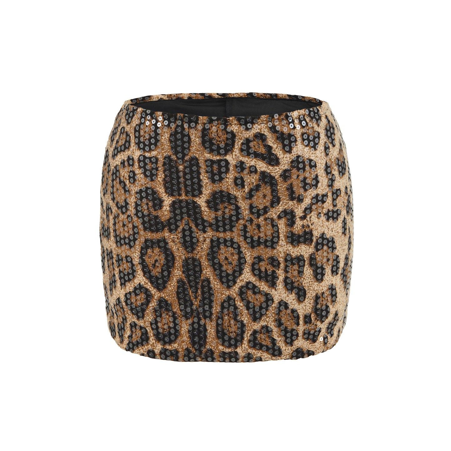 Leopard Print Sequin Wrapped Short Skirt for Women