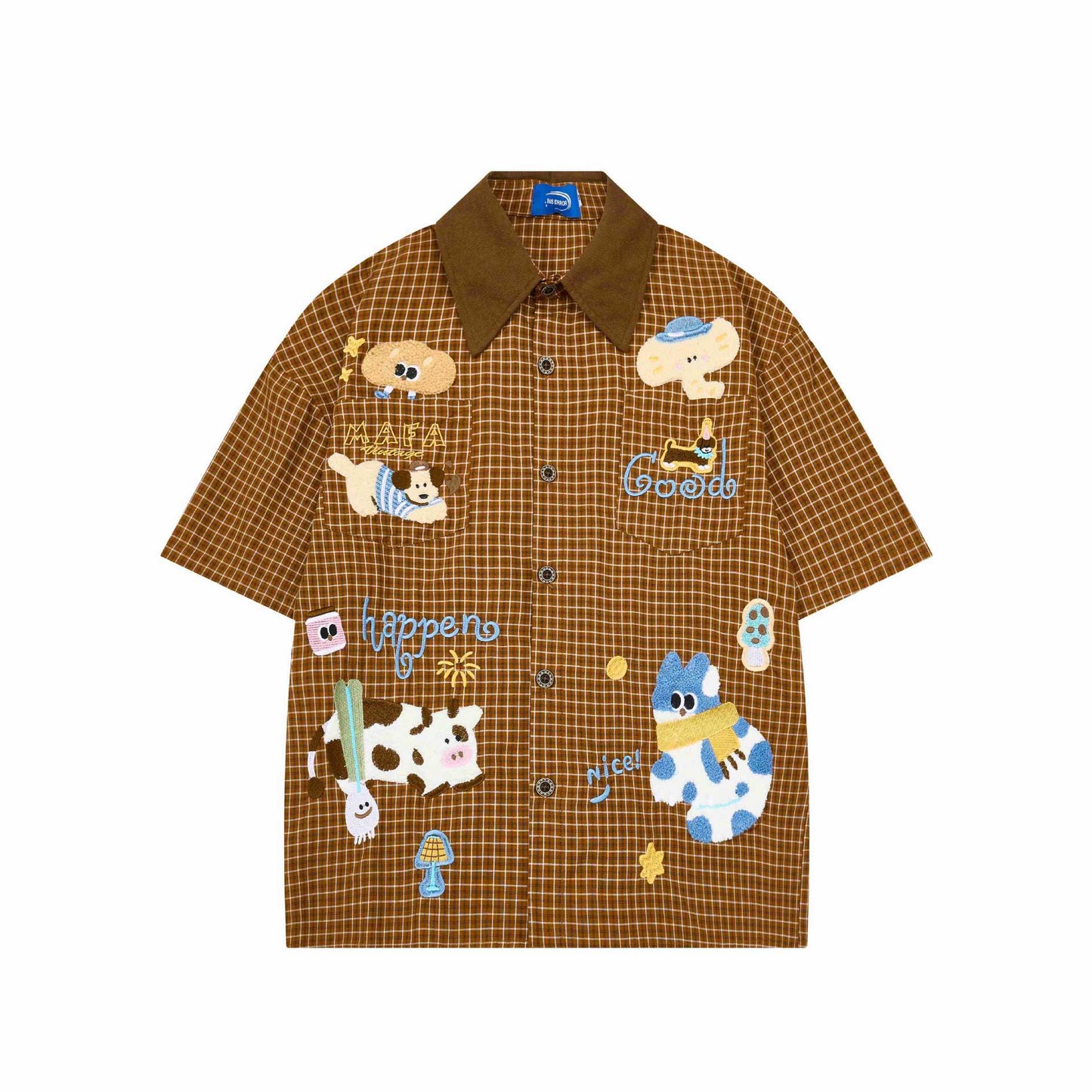 Animal Park Embroidered Short Sleeves — Harajuku Street-Style Cotton Tee