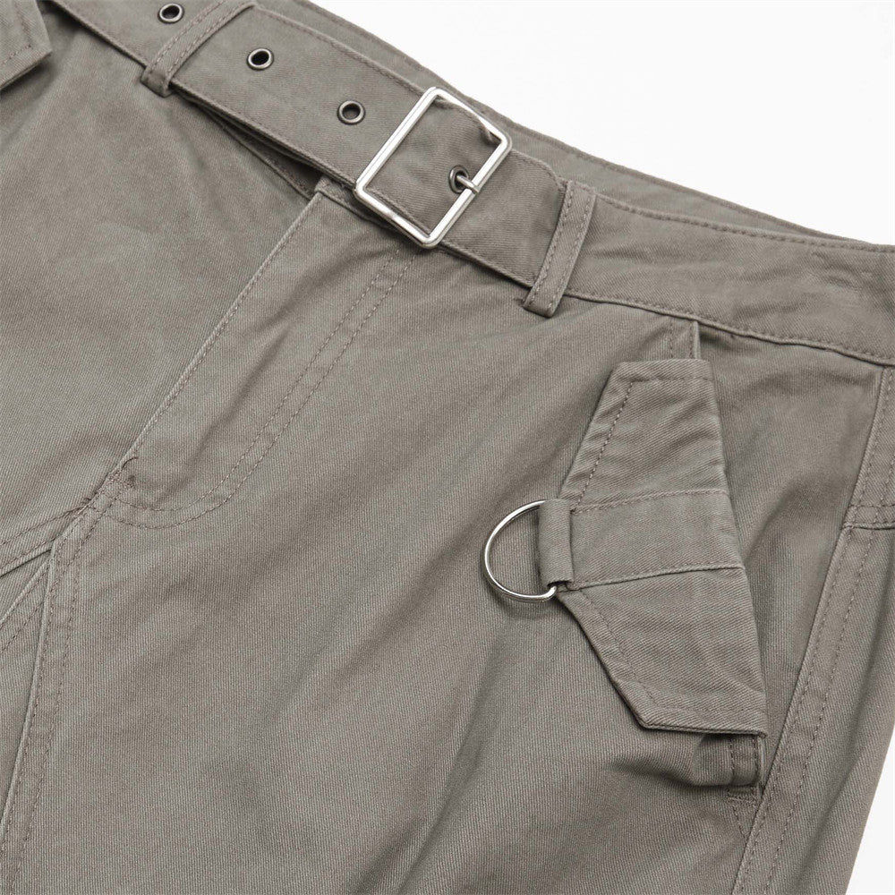 Multi-Pocket Cargo Flared Trousers