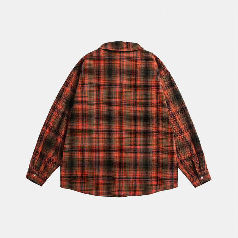 Casual Long Sleeve Checkered Plaid Shirt Loose Fit Design