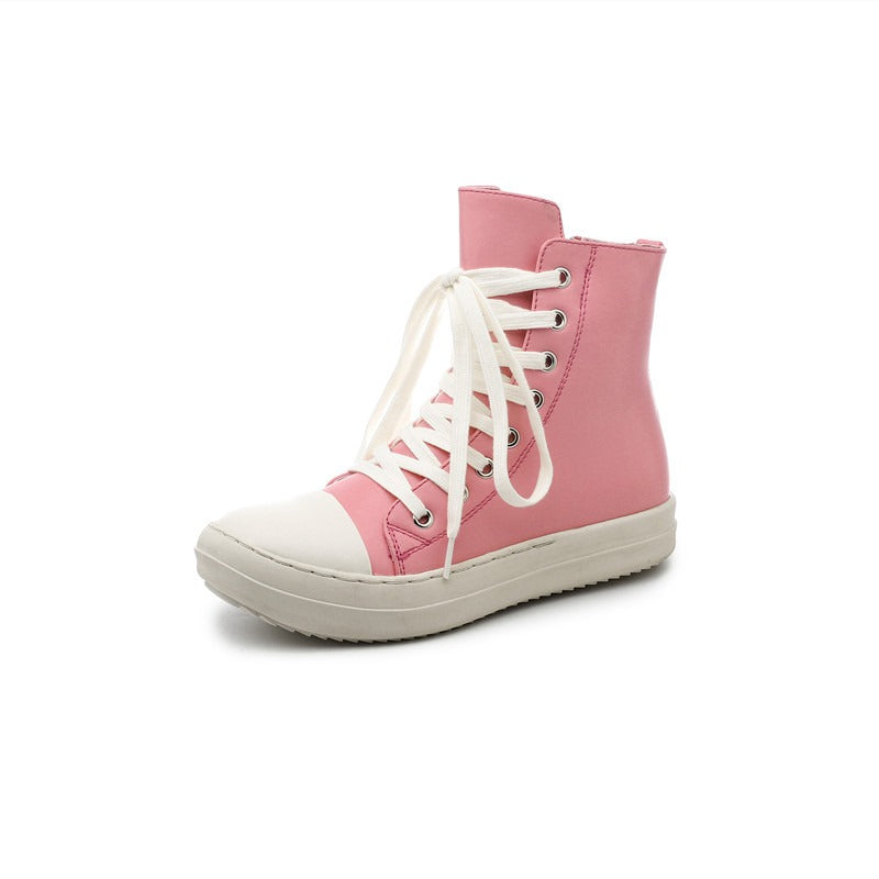 Harajuku Pink High Top Shoes with Side Zipper