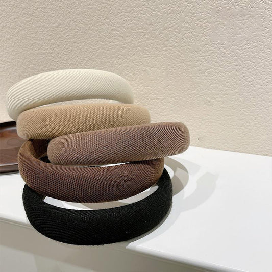 Korean Khaki Wide-Brimmed Sponge Headband