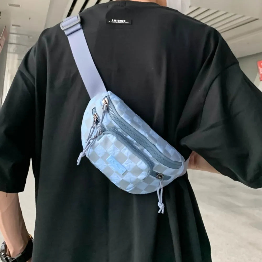 Harajuku Checkered Adjustable Strap Crossbody Bag
