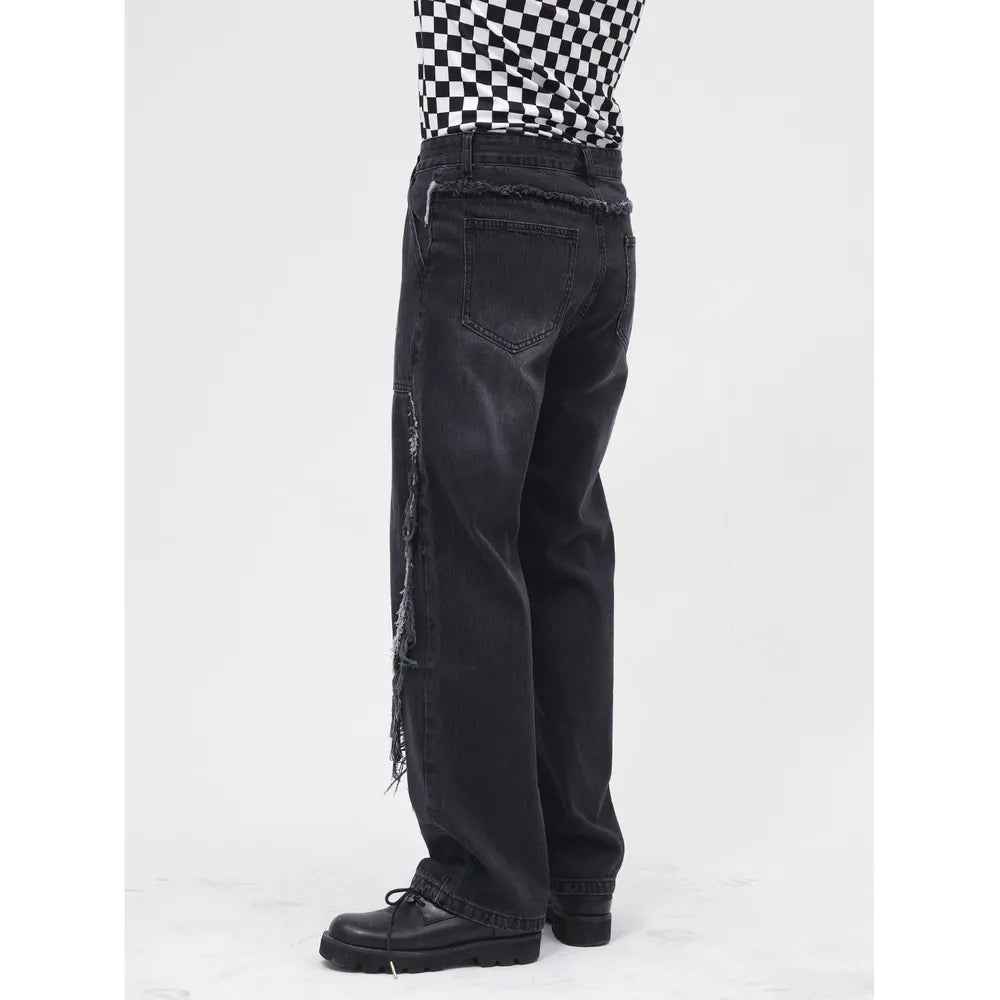 Harajuku Raw Hem Jeans with Pockets