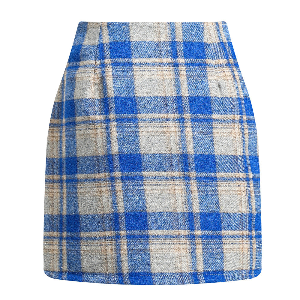 Women's High Waisted Plaid Pencil Skirt - Harajuku Style