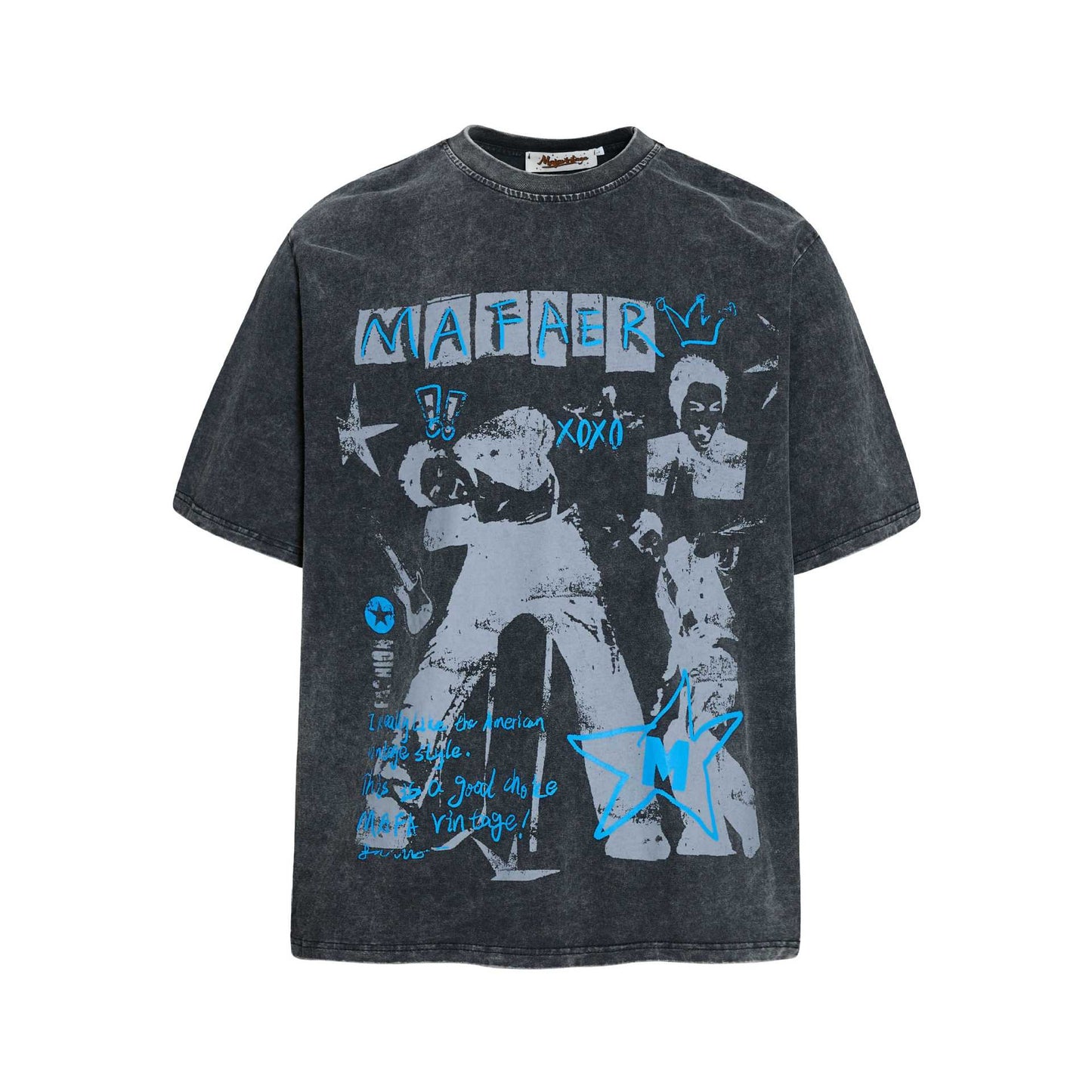 Portrait Distressed Printed Short-Sleeved Shirt — Harajuku Street Style Tee