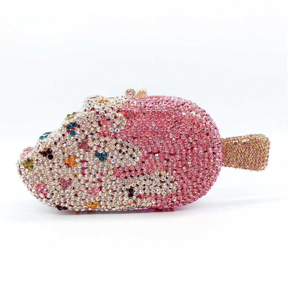 Ice Cream Diamond Evening Clutch Bag - Kawaii Rhinestone Purse