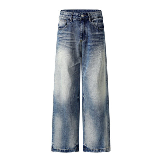 Vintage Faded Denim Punk Dad Trousers - Casual Street Style