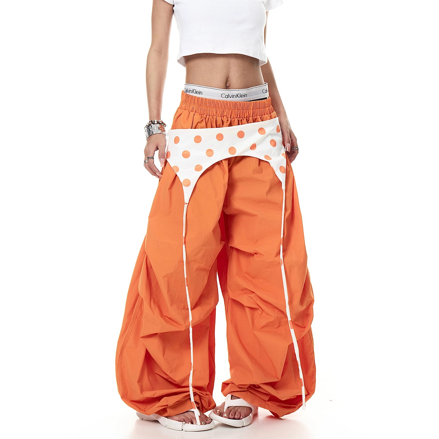 Color Block Layered Wide Leg Pants for Women