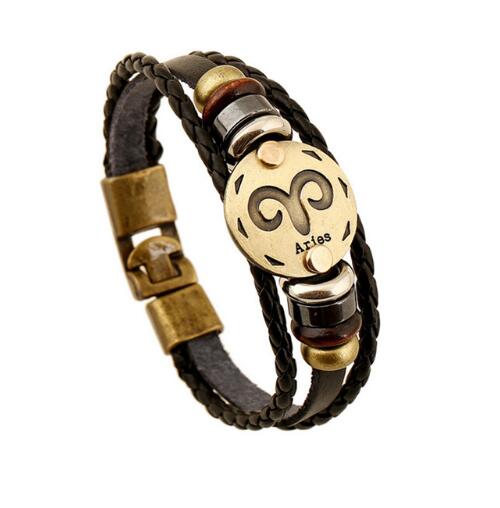 Zodiac Signs Bracelet with Bronze Alloy Buckles