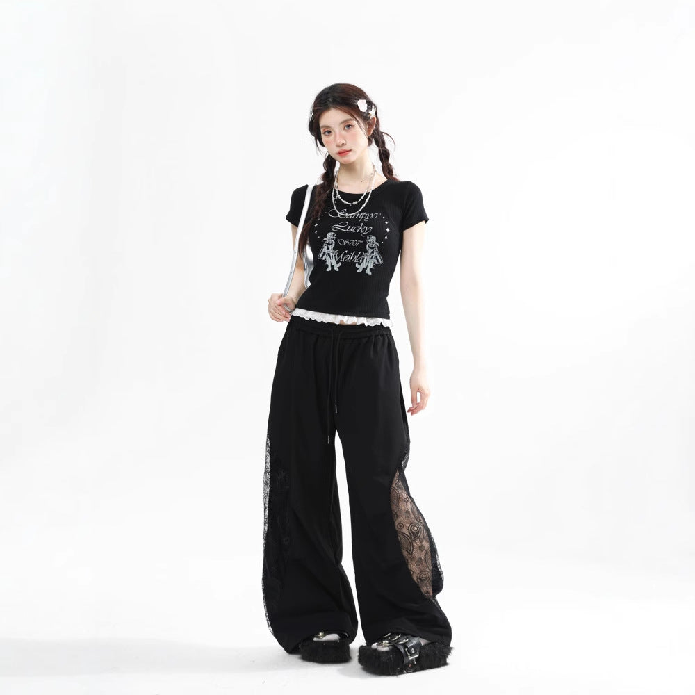 Lace Short Sleeved T-Shirt for Women