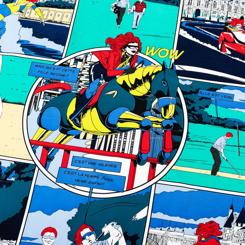 Twill Square Scarf with Sports Picture Print