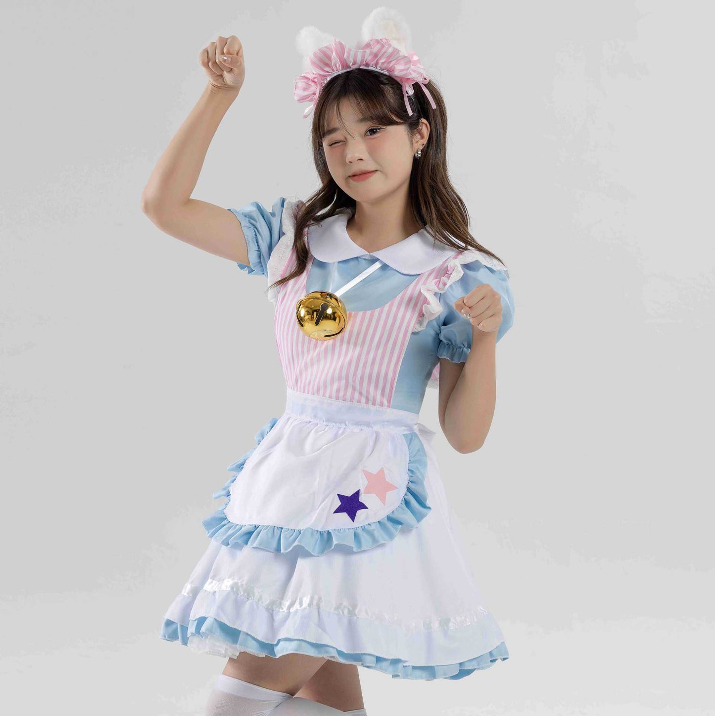 Cute Blue Sexy Cat Maid Lolita Dress Café Maid Uniform Work Costume