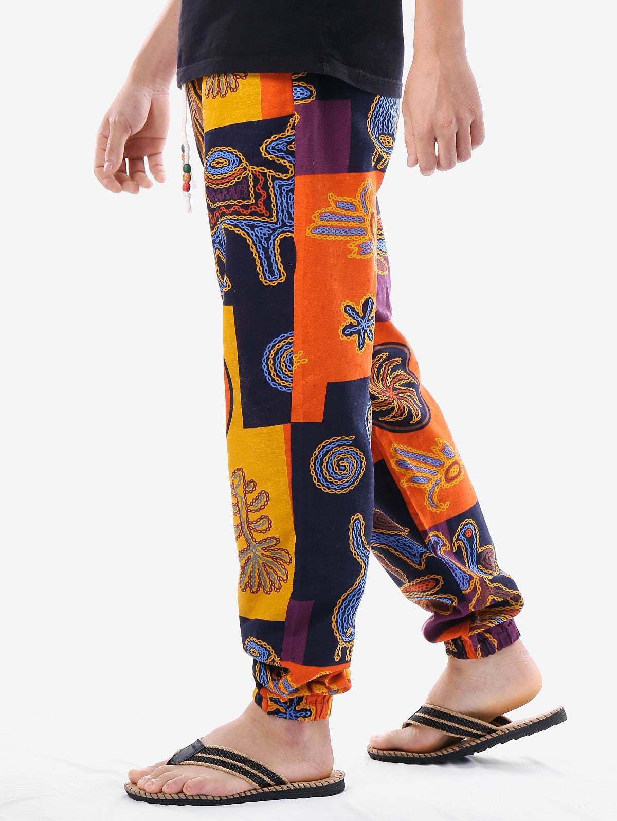 Tribal Print High-Waist Jogger Pants