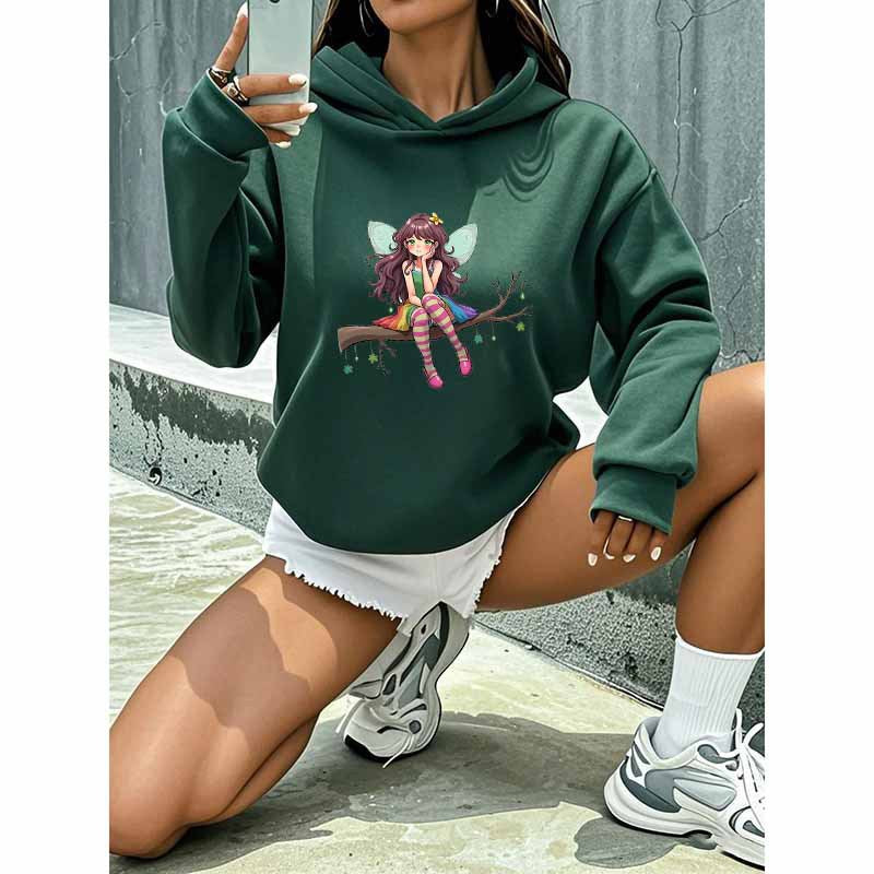 Cartoon Fairy Hooded Sweatshirt - Playful Harajuku Style