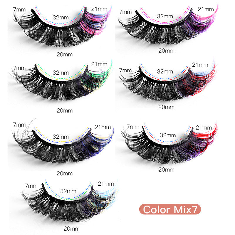 7 Pairs of Colorful Multi-Layer Thick Mink Eyelashes