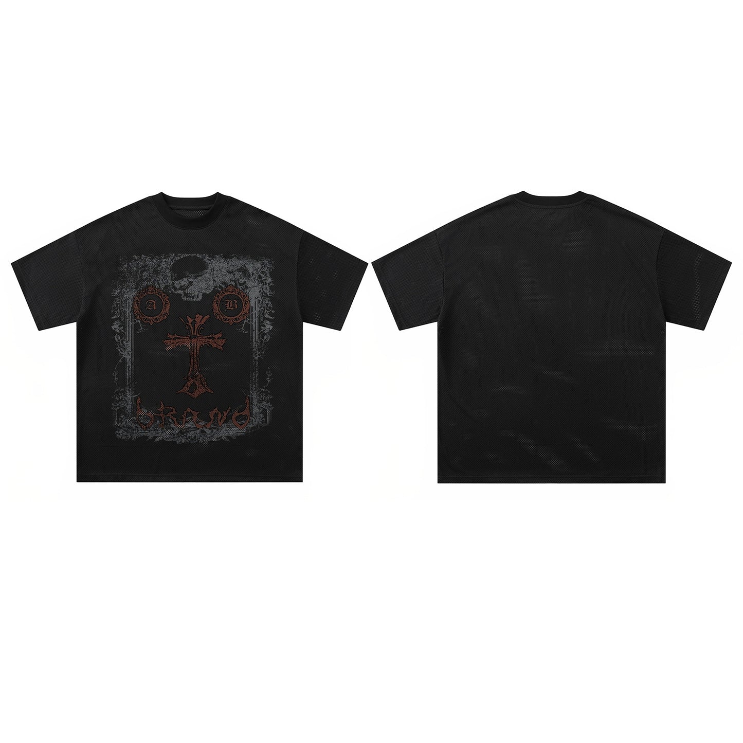 Streetwear Hip Hop Dark Street Cross Mesh T-Shirt