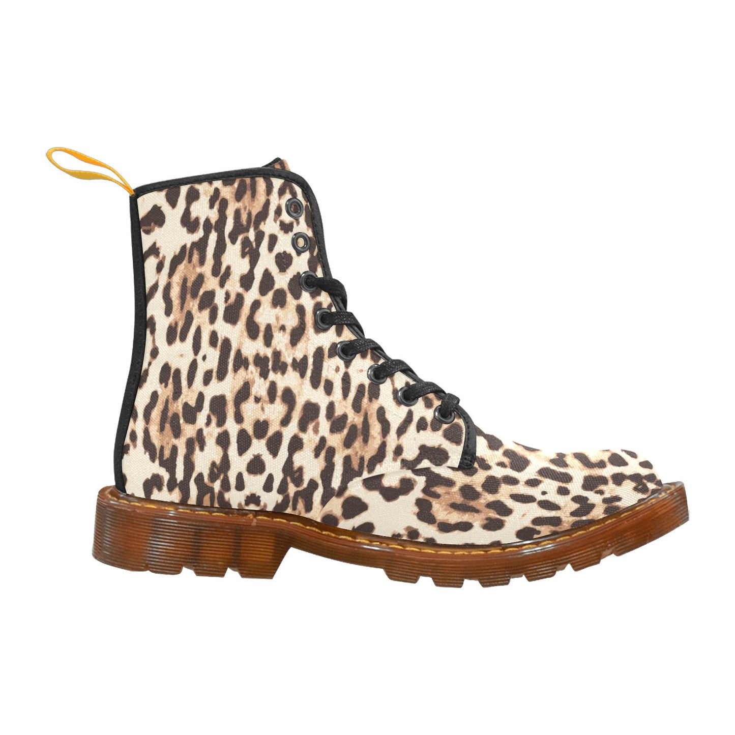 Traditional Leopard Print Women's Lace Up Canvas Boots