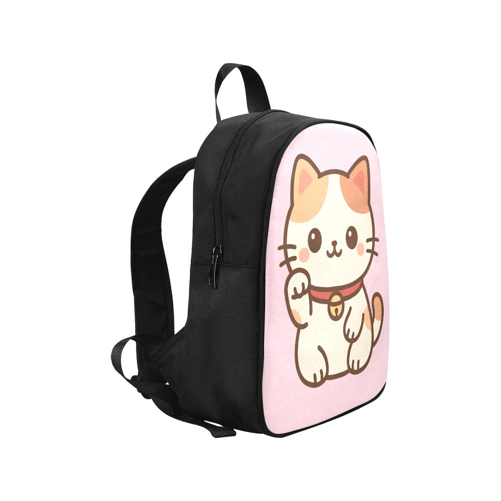 Pink Kawaii Cat Canvas Backpack