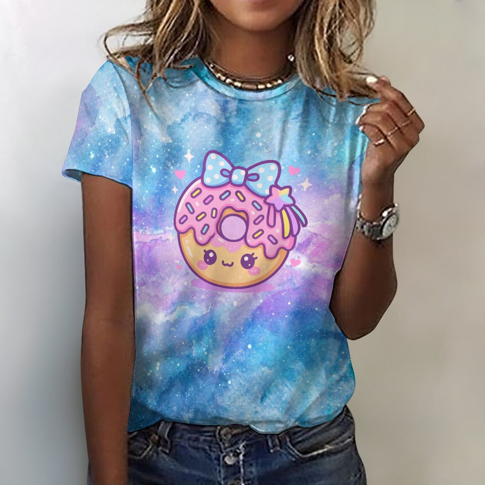 Kawaii Galaxy Donut Women's 100% Cotton T-Shirt