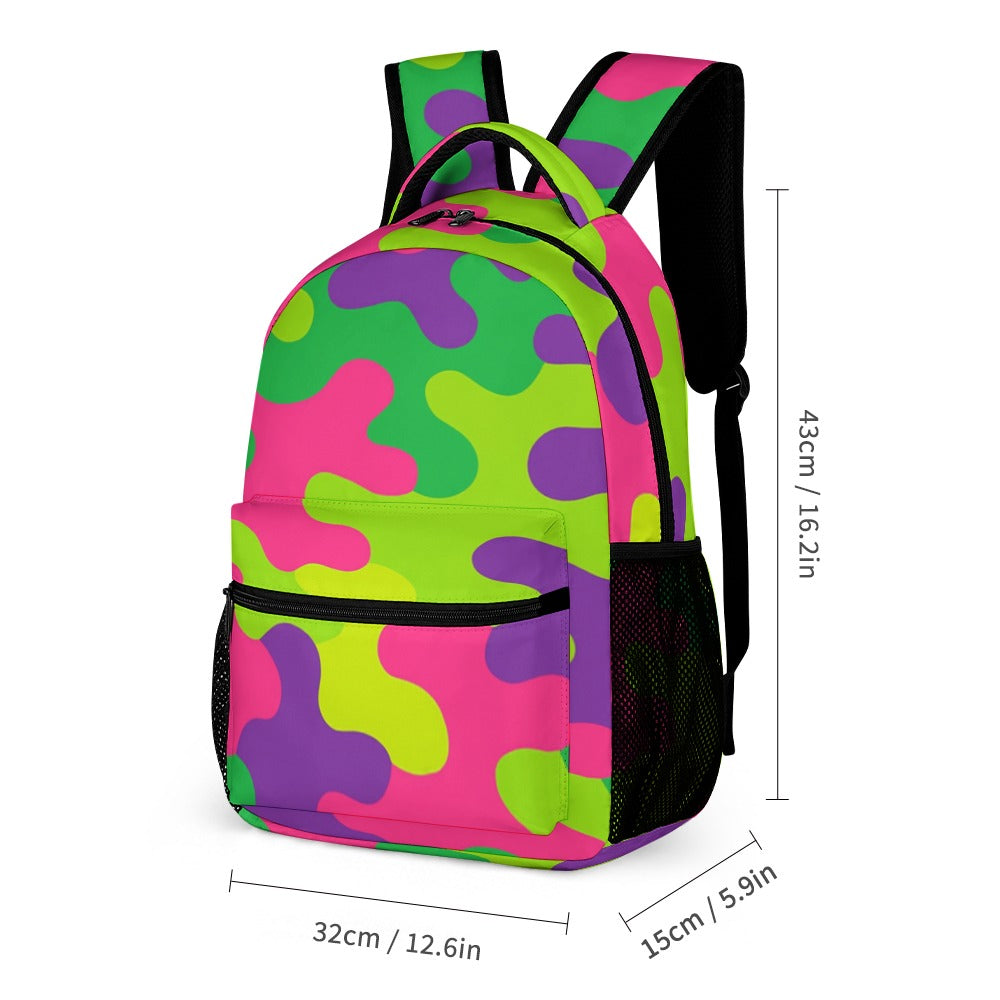 Neon Camo Three-Piece Backpack Bag Set Combination