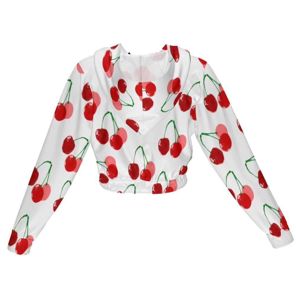 Cherry Women's Chiffon Cropped Jacket Zipper Coat