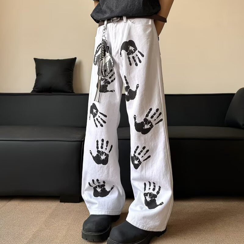 Men's White Denim Micro Flared Pants