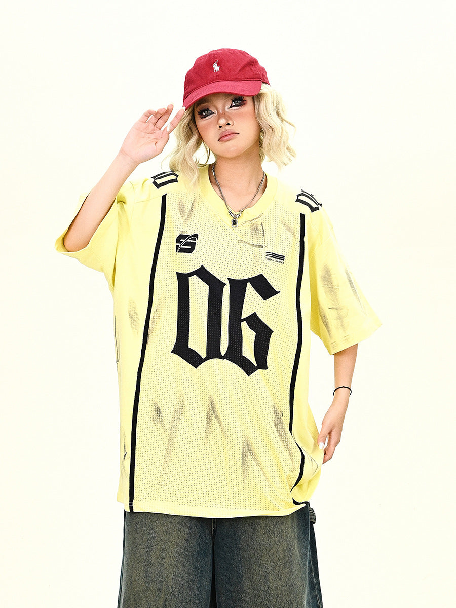 Antique Hollow Out Jersey Half-Sleeved T-Shirt