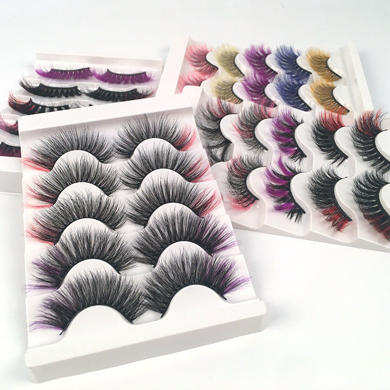 Colorful 8D Fluffy Multi-Layer Mink Eyelashes - 5 Pairs