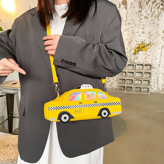 3D Taxi Car Shape Handbag - Yellow Harajuku Style