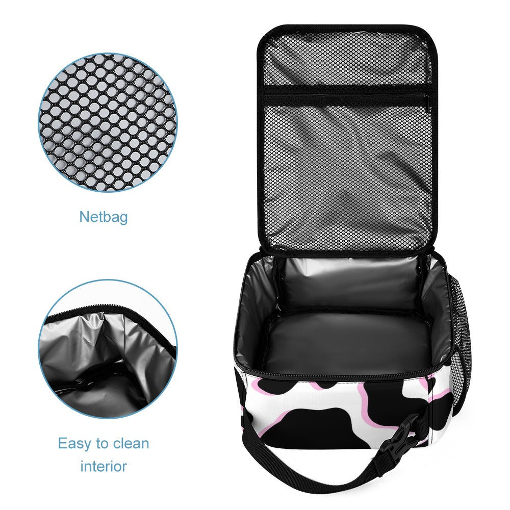 Cow and Pink Pattern Three-Piece Backpack Set Combination