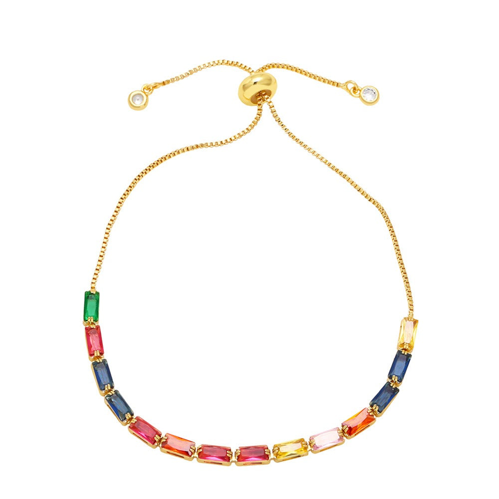 Playful Colorful Zircon Geometric Bracelet for Girls