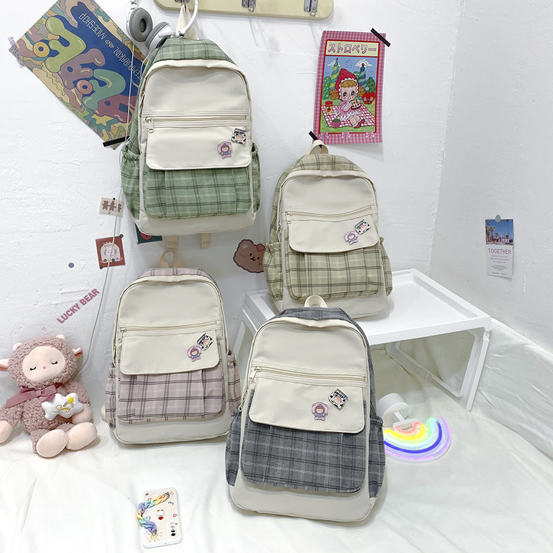 Playful Plaid Postman Schoolbag for High School Students