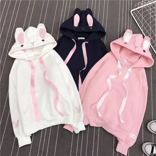 Cute Bunny Hoodie for Women - Harajuku Street Style Sweatshirt