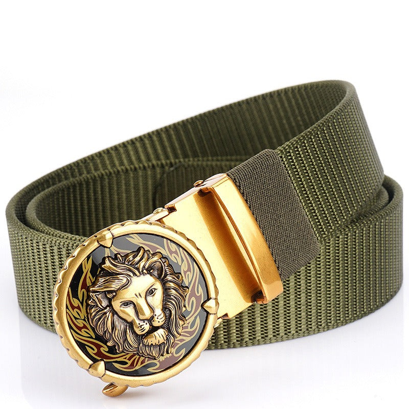 Playful Tank Patterned Nylon Waist Belt with Alloy Automatic Buckle