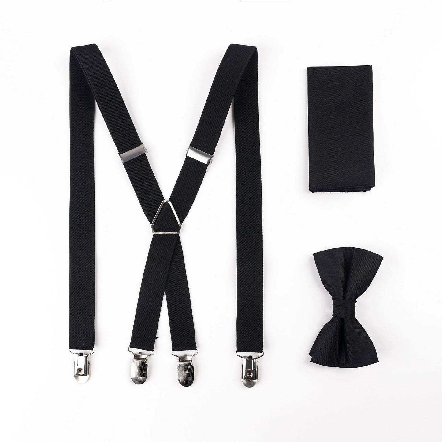 Bow Tie Square Stylish Men's Solid Color Adjustable Bib Suspender Suit