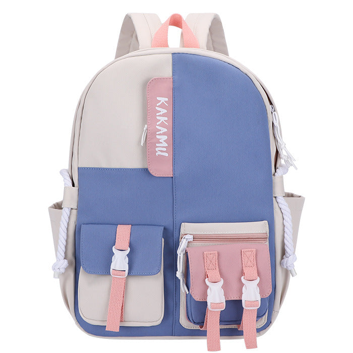 Harajuku Style Contrasting Color Large Capacity Schoolbag