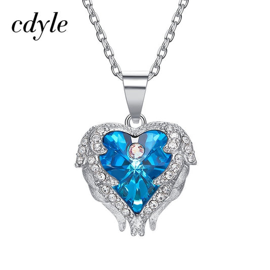 Harajuku Style 925 Sterling Silver Angel Necklace with Swarovski Crystals